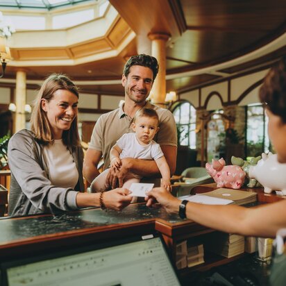 Family checks in at the Hotel Tyrol at Haldensee