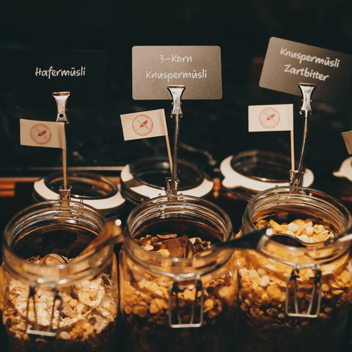 Müsli-Auswahl im Hotel Tyrol am Haldensee