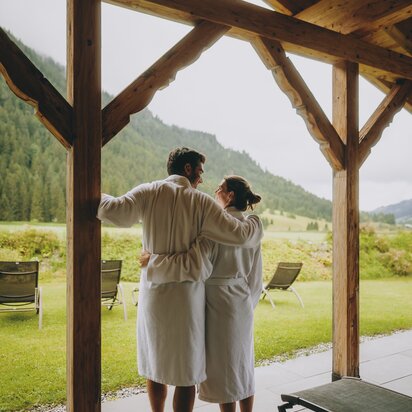 Couple in bathrobes, Hotel Tyrol at Haldensee, Wellness